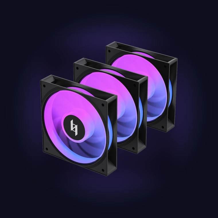 XERON NEX F120A 3-in-1 bundle of three ARGB PWM case fans with a single wiring harness